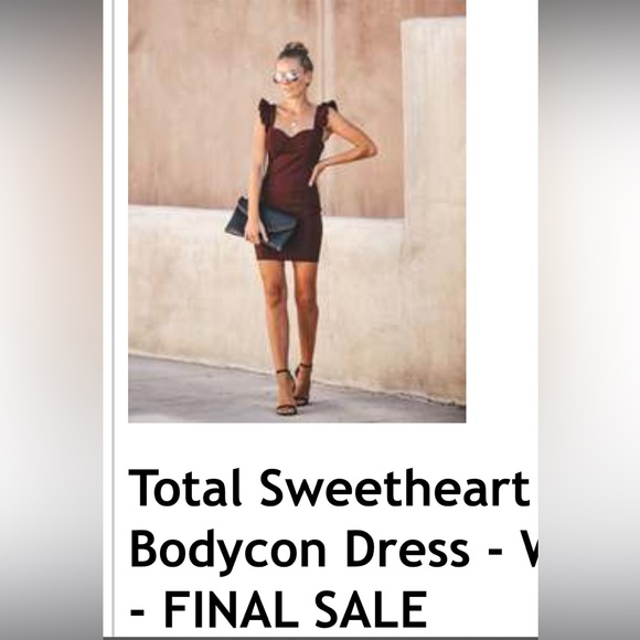 NWOT- Vici- Total Sweetheart Body con Dress- Wine Red (Size Small) - Picture 9 of 11
